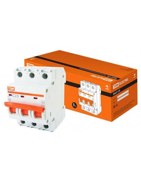 Авт. выкл.ВА47-29 3Р 25А 4,5кА х-ка С TDM
