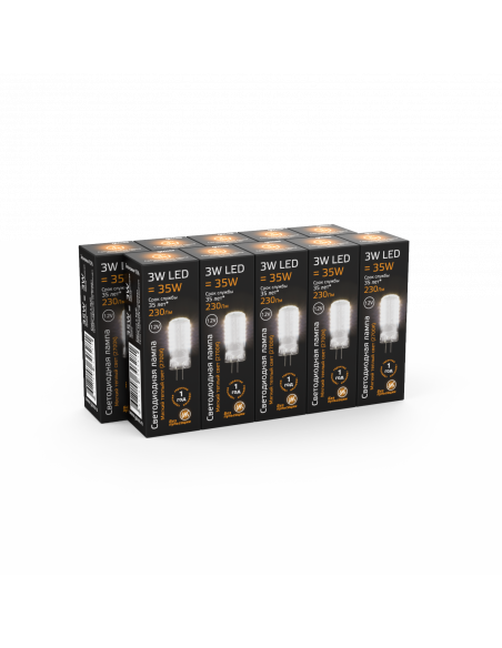 Лампа Gauss G4 12V 3W 230lm 2700K силикон LED 1/10/200