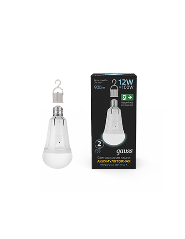 Лампа Gauss A80 12W 900lm 4100K Е27 авар. с...