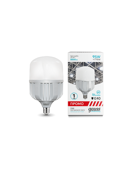 Лампа Gauss Elementary T160 95W 8800lm 4100K E40 Promo LED 1/6