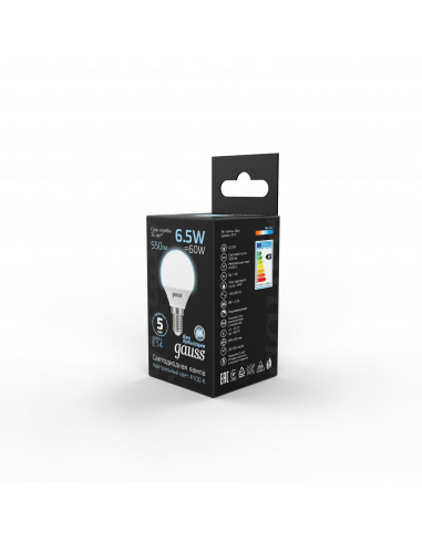 Упаковка 10 штук Лампа Gauss Шар 6.5W 550lm...
