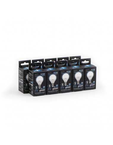 Упаковка 10 штук Лампа Gauss Шар 6.5W 550lm...