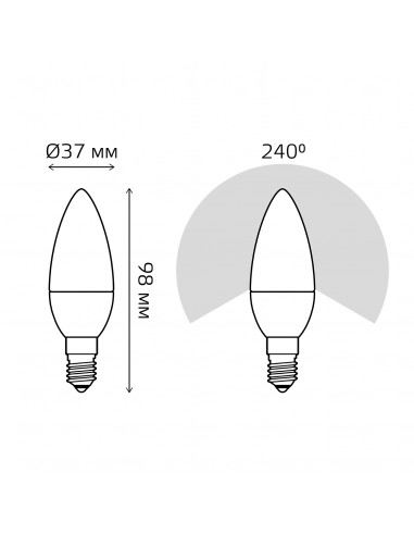 Лампа Gauss Elementary Свеча 7W 450lm 3000K E14...