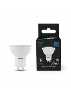Лампа Gauss MR16 5W 530lm 6500K GU10 LED 1/10/100