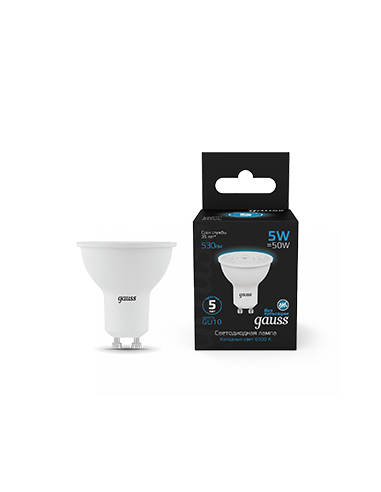 Лампа Gauss MR16 5W 530lm 6500K GU10 LED 1/10/100