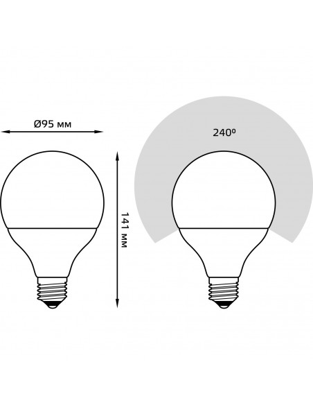 Лампа Gauss G95 16W 1400lm 6500K E27 LED 1/20