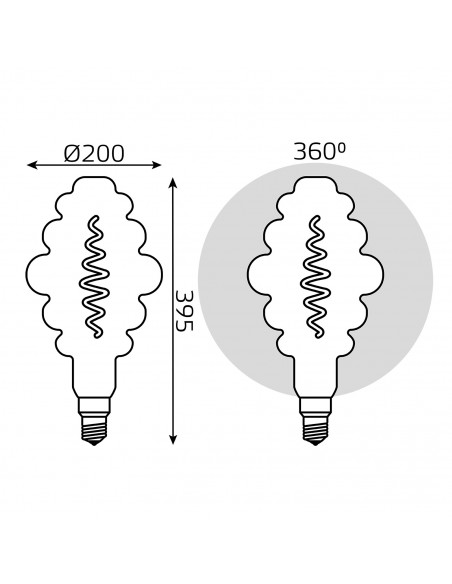 Лампа Gauss Filament Honeycomb 8.5W 165lm 1800К Е27 gray LED 1/2