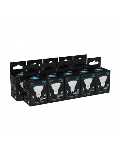Лампа Gauss MR16 9W 830lm 6500K GU10 LED 1/10/100