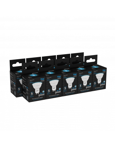 Лампа Gauss MR16 9W 830lm 6500K GU10 LED 1/10/100