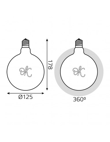 Лампа Gauss Filament G125 2,5W 200lm 2000К Е27...
