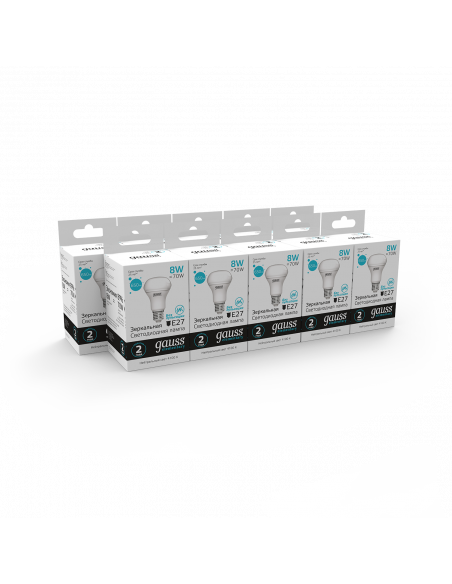 Упаковка 10 штук Лампа Gauss Elementary R63 8W 650lm 4100K Е27 LED 1/10/50