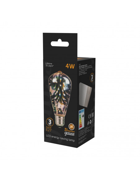 Лампа Gauss Filament ST64 4W Е27 Butterfly-3D LED 1/10/40