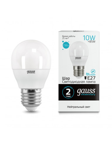 Лампа Gauss Elementary Шар 10W 730lm 4100K Е27...