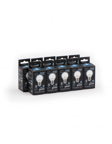 Упаковка 10 штук Лампа Gauss Шар 6.5W 550lm...
