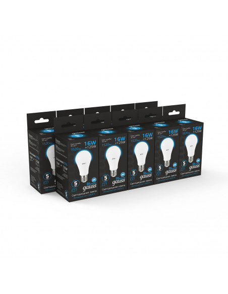 Лампа Gauss A60 16W 1520lm 6500K E27 LED 1/10/50