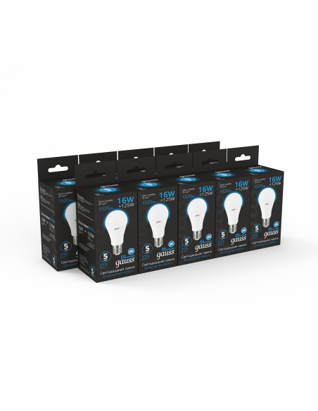 Лампа Gauss A60 16W 1520lm 6500K E27 LED 1/10/50