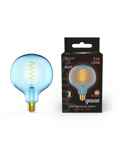 Лампа Gauss Filament G125 5W 190lm 1800К Е27...