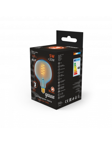 Лампа Gauss Filament G125 5W 190lm 1800К Е27...