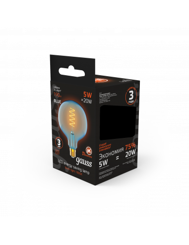 Лампа Gauss Filament G125 5W 190lm 1800К Е27...