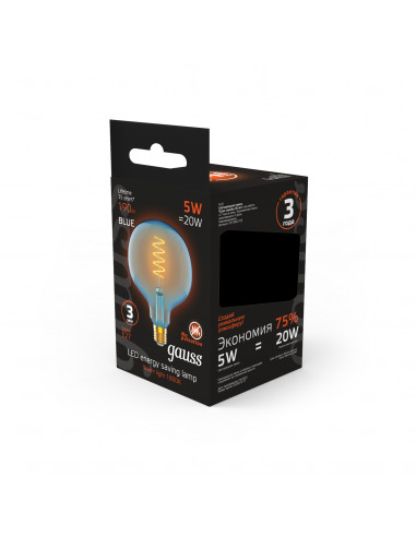 Лампа Gauss Filament G125 5W 190lm 1800К Е27...