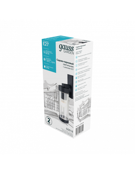 Светильник садово-парковый Gauss Clio на стену вниз 60W,  1*E27, 76*298*133мм, 220-240V / 50Hz, IP54 (1/12)