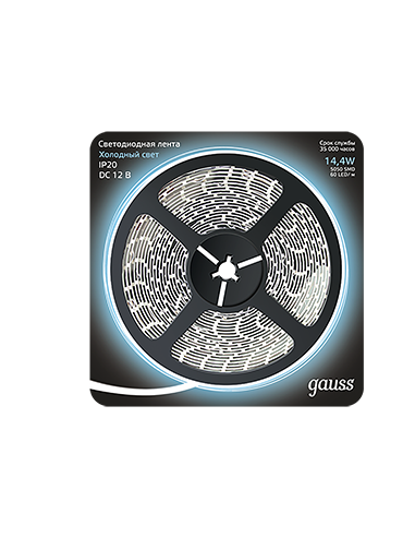 Лента Gauss LED 5050/60-SMD 14.4W 12V DC...