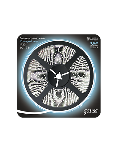 Лента Gauss LED 2835/120-SMD 9.6W  12V DC...