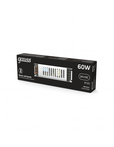 Блок питания Gauss 60W 24V IP20 ультратонкий 1/120