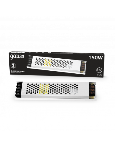 Блок питания Gauss 150W 12V IP20 ультратонкий 1/36