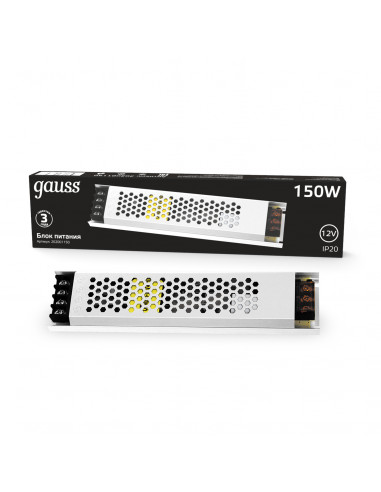 Блок питания Gauss 150W 12V IP20 ультратонкий 1/36