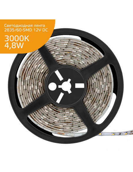 Лента Gauss LED Elementary 2835/60-SMD 4.8W 12V DC теплый белый IP20 (ZIP bag 5m)