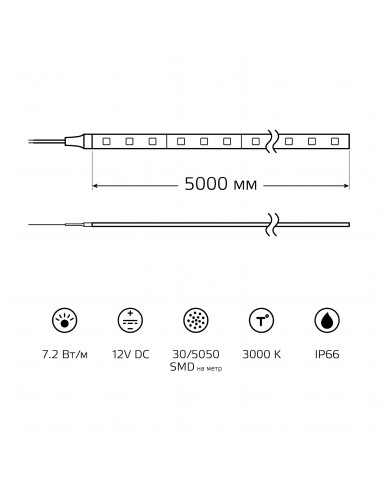 Лента Gauss LED 5050/30-SMD 7.2W 12V DC теплый...