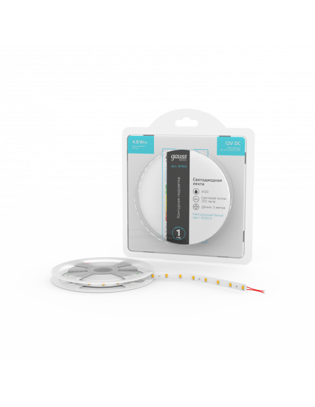 Лента Gauss Basic LED 2835/60 12V 4,8W/m 312lm/m 4000K 8mm IP20 3m 1/100