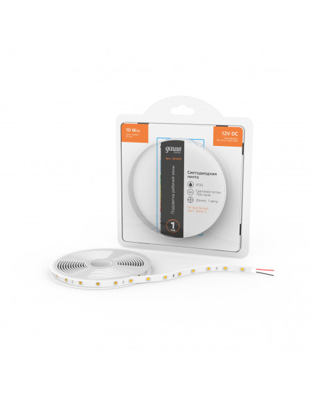 Лента Gauss Basic LED 5050/60 12V 10W/m 700lm/m 3000K 10mm IP20 1m 1/100