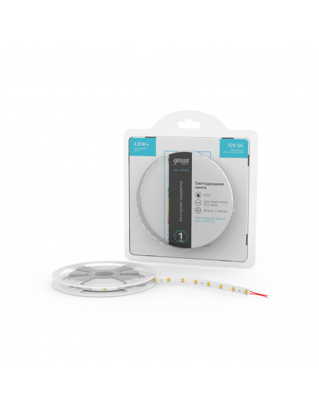 Лента Gauss Basic LED 2835/60 12V 4,8W/m 312lm/m 4000K 8mm IP20 2m 1/100
