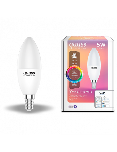Лампа Gauss Smart Home С37 5W 470lm 2700-6500К...