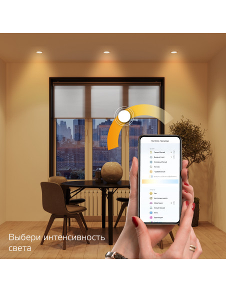 Светильник даунлайт Gauss Smart Home 7W 600lm 2700К 220-240V IP20 105*35мм диммируемый LED 1/30