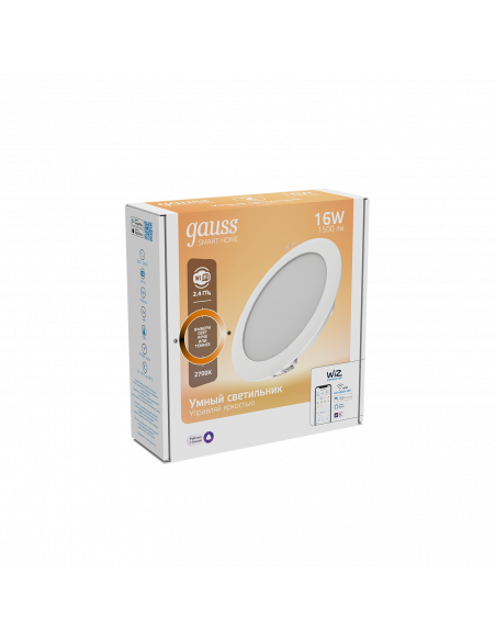Светильник даунлайт Gauss Smart Home 16W 1500lm 2700К 220-240V IP20 165*38мм диммируемый LED 1/30
