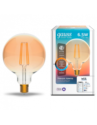 Лампа Gauss Smart Home Filament G95 6,5W 720lm...