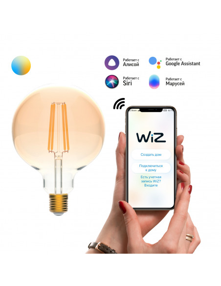 Лампа Gauss Smart Home Filament G95 6,5W 720lm 2000-5500К E27 изм.цвет.темпр.+диммирование LED 1/40