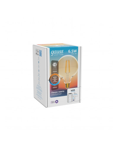 Лампа Gauss Smart Home Filament G95 6,5W 720lm...