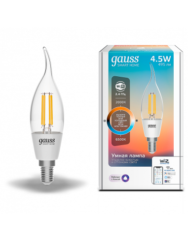 Лампа Gauss Smart Home Filament СF35 4,5W 495lm...