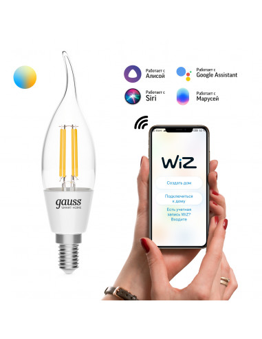 Лампа Gauss Smart Home Filament СF35 4,5W 495lm...