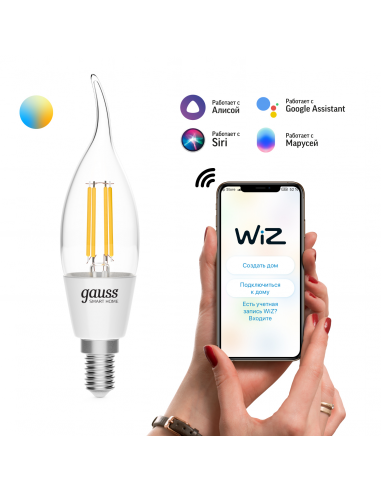 Лампа Gauss Smart Home Filament СF35 4,5W 495lm...