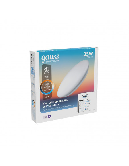 Cвет-ик GaussSmartHome наст-потол 35W2800lm2700-6500К198-264V IP20 400*70мм изм.цвет.тем.+дим LED 1/5