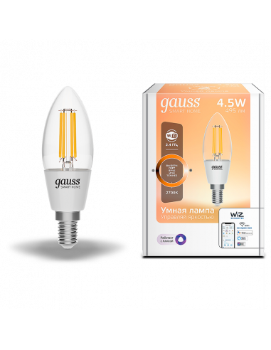 Лампа Gauss Smart Home Filament С35 4,5W 495lm...