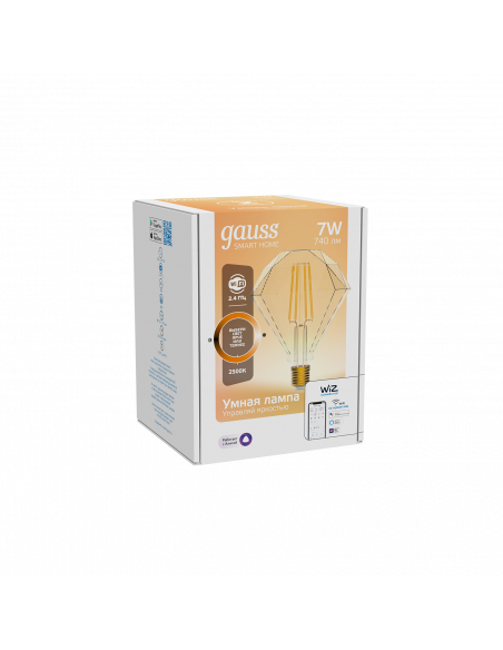 Лампа Gauss Smart Home Filament Diamond 7W 740lm 2500К E27 диммируемая LED 1/40