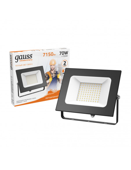 Прожектор Gauss Elementary 70W 7150lm 3000К 175-265V IP65 черный LED 1/10