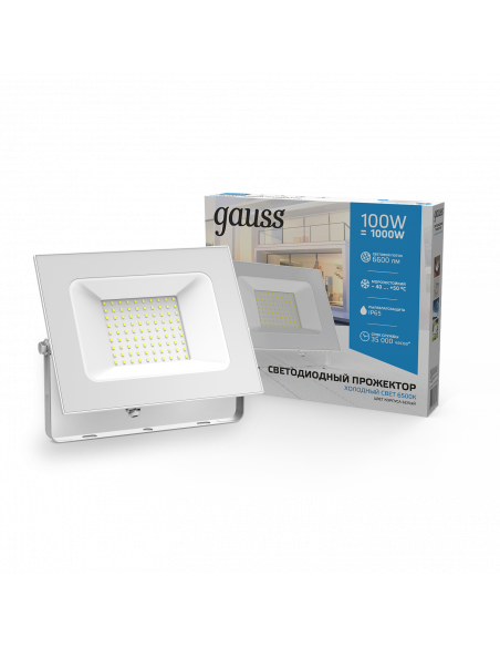 Прожектор Gauss Elementary 100W 9500lm 6500K 175-265V IP65 белый LED 1/10