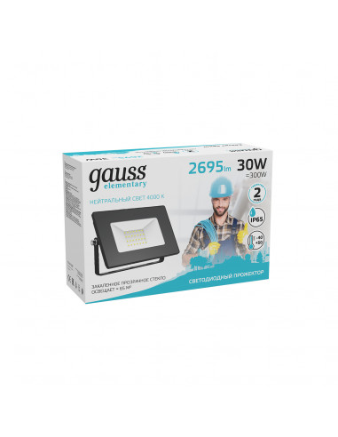 Прожектор Gauss Elementary 30W 2695lm 4000К...